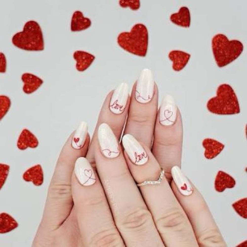 LOVE LETTER Retired Color Street Red & White Valentine’s Day Nail Set Love Nails - Picture 3 of 7